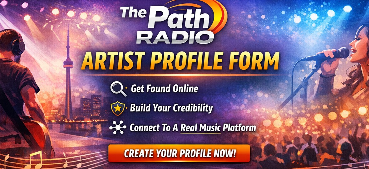 The Path Radio Form Page Banner for Artist Portfolio shows 2 people in a music setting